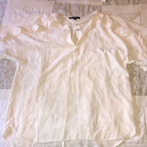 Banana republic cream blouse w/ petal pattern